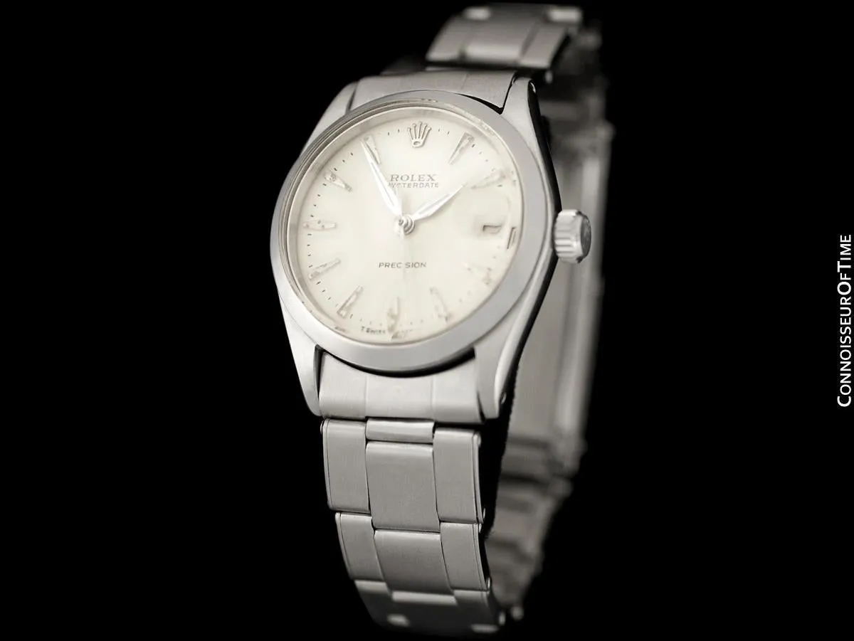 1961 Rolex Vintage Midsize Unisex 30mm Oysterdate Precision Ref. 6466 Date Watch - Stainless Steel