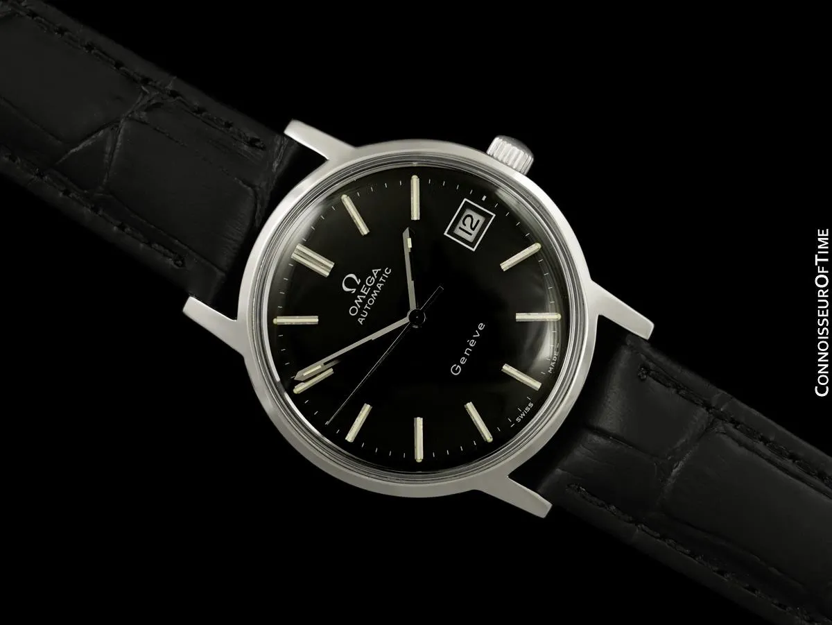 1974 Omega Geneve Vintage Mens Automatic Watch with Quick-Setting Date - Stainless Steel