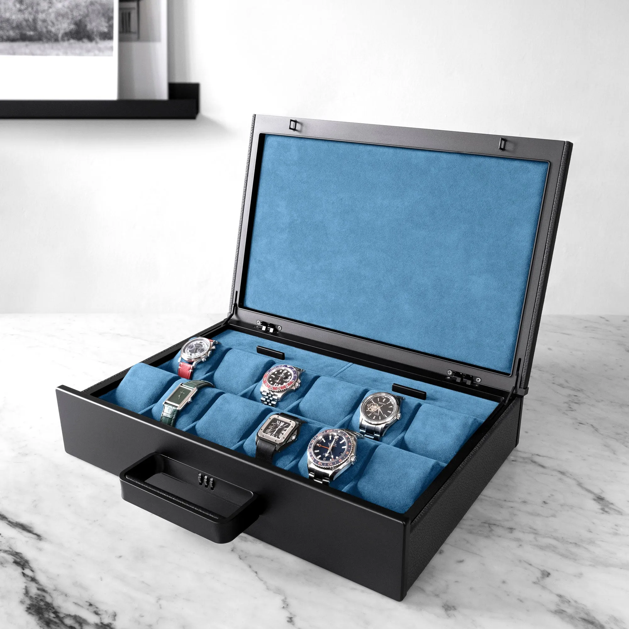 MACKENZIE 12 WATCH BRIEFCASE - BLACK / BLACK