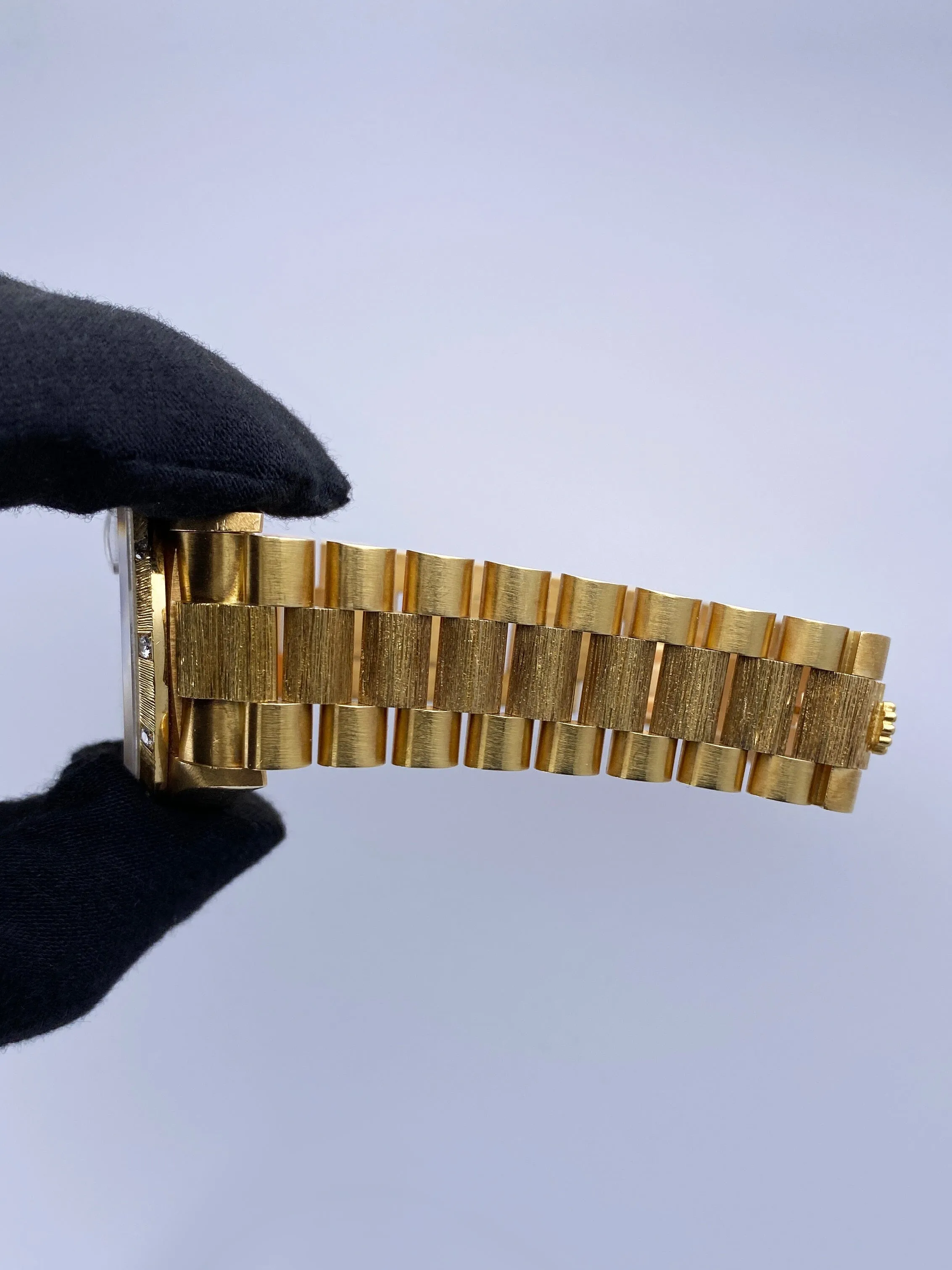Rolex Day Date 18108 Diamond18K Yellow Gold Bark Finish Mens Watch